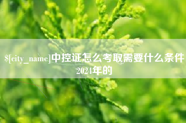 郯城中控证怎么考取需要什么条件2024年的